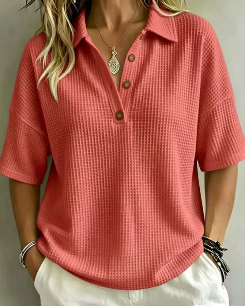 Maddison™ | Polo Top Waffle Relaxed