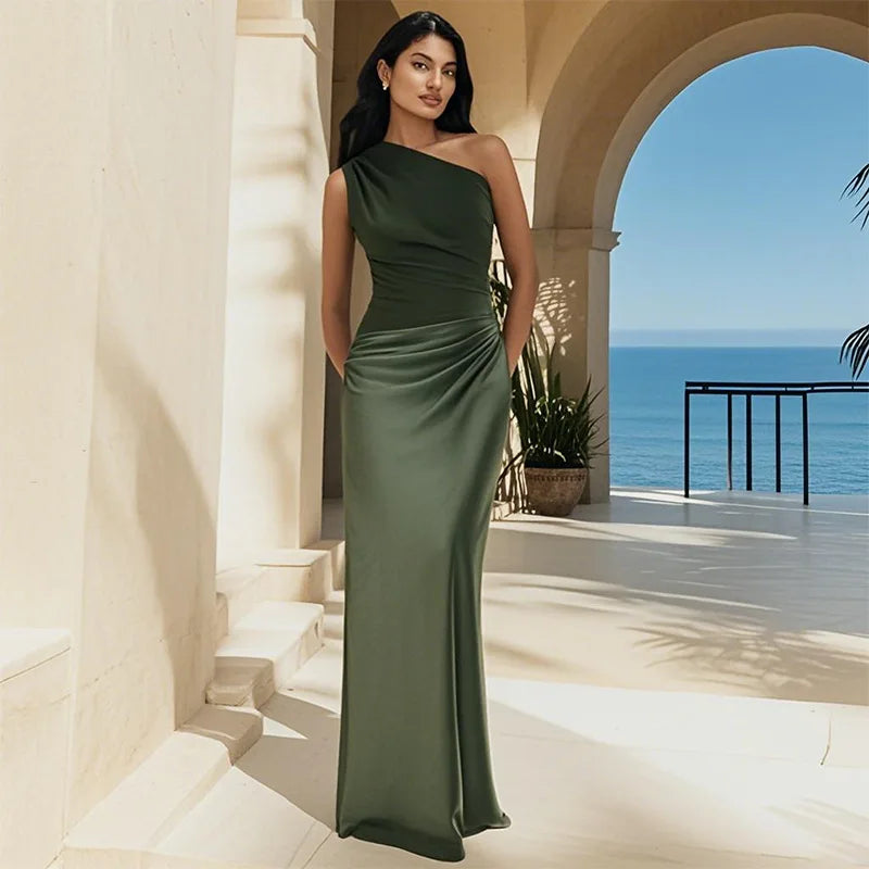 Luna | Abito maxi con oro in raso