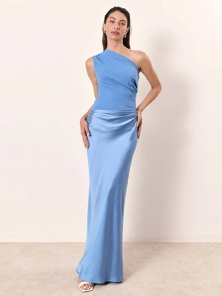 Luna | Abito maxi con oro in raso