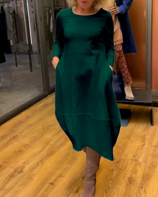 Clara | Abito midi nero con tasche