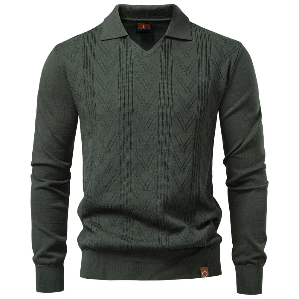 Jongman™ | Polo di Lusso In Maglia Con Collo A V