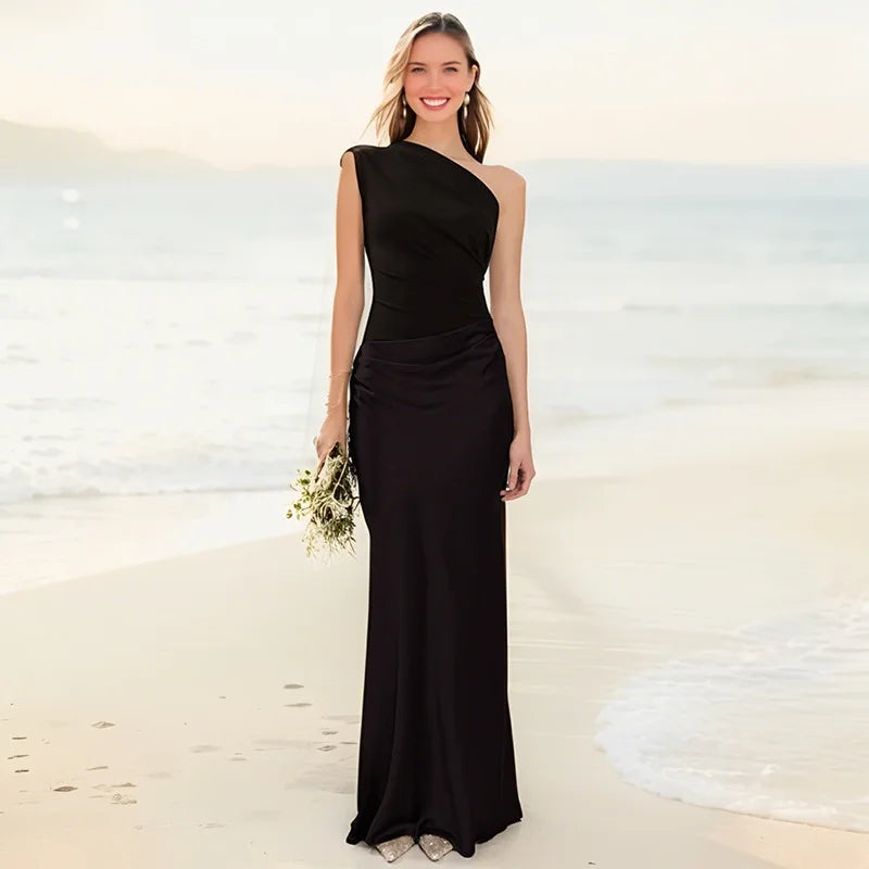 Luna | Abito maxi con oro in raso