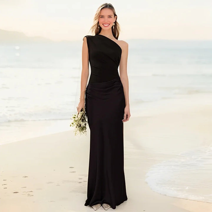 Luna | Abito maxi con oro in raso