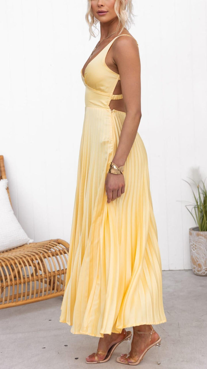 Malka | Abito maxi plissettato con scollatura a V
