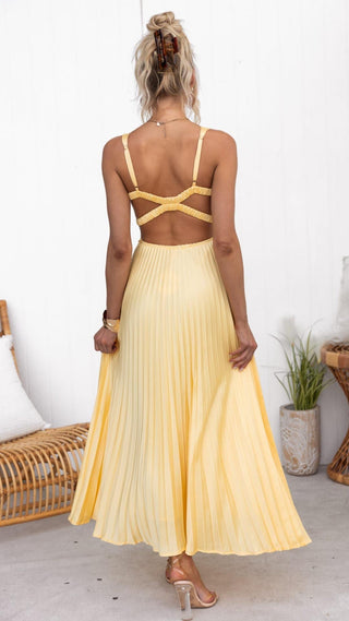 Malka | Abito maxi plissettato con scollatura a V