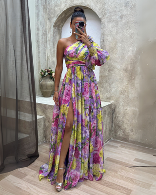 Evelyn | Vestito a fiori drammatico