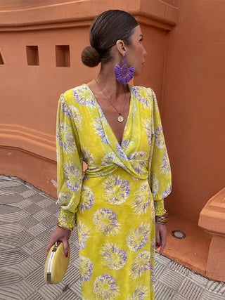 Vela | Vestito midi con stampa attorcigliata