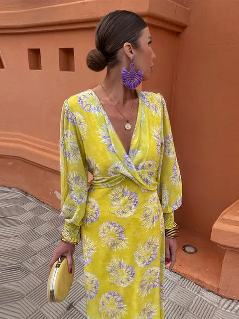 Vela | Vestito midi con stampa attorcigliata