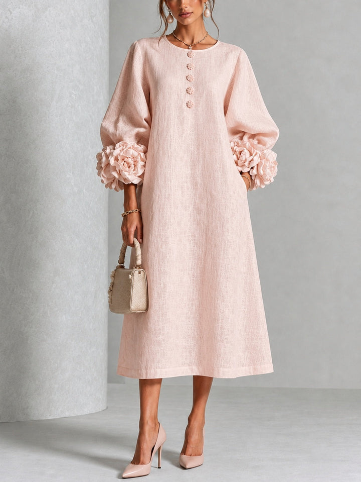 Lily | Mini Abito Rosa con Maniche a Fiori Stravaganti