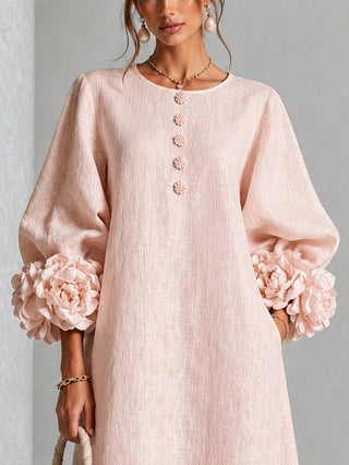 Lily | Mini Abito Rosa con Maniche a Fiori Stravaganti
