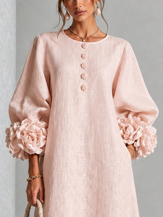 Lily | Mini Abito Rosa con Maniche a Fiori Stravaganti