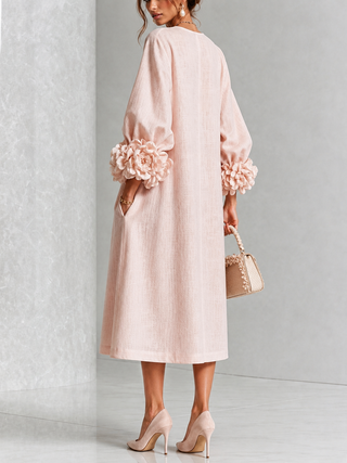 Lily | Mini Abito Rosa con Maniche a Fiori Stravaganti