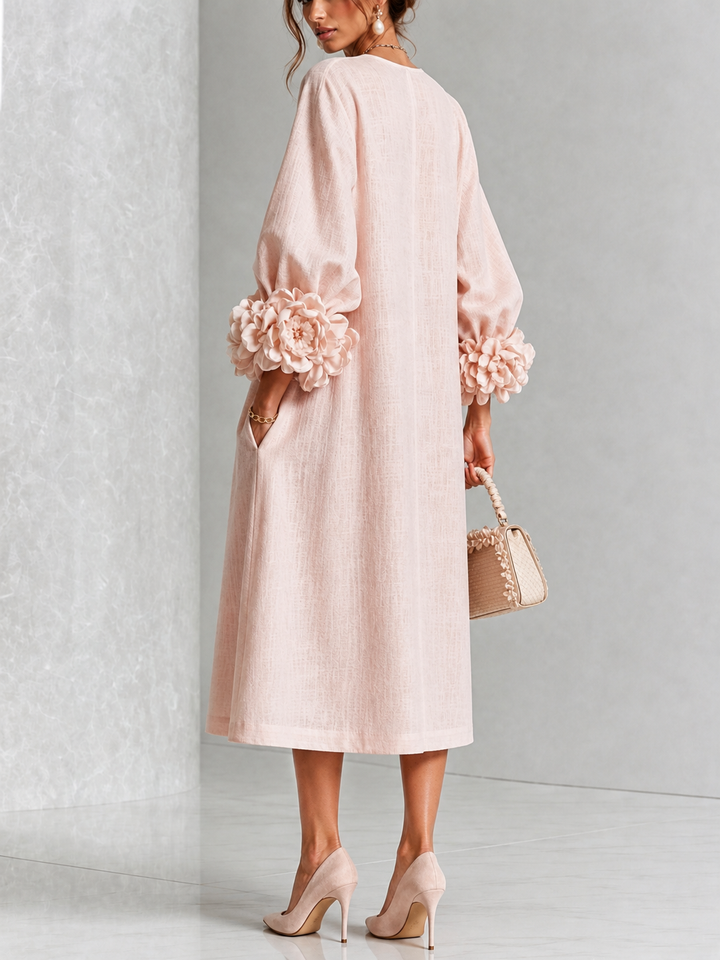 Lily | Mini Abito Rosa con Maniche a Fiori Stravaganti