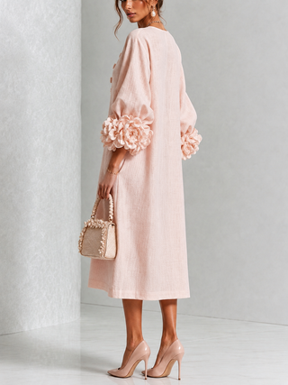 Lily | Mini Abito Rosa con Maniche a Fiori Stravaganti