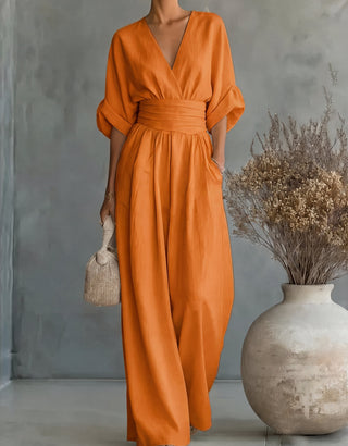 Daniela - Mono elegante de escote en V y pierna ancha - immagine 13