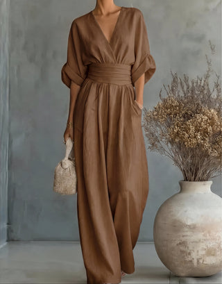 Daniela - Mono elegante de escote en V y pierna ancha