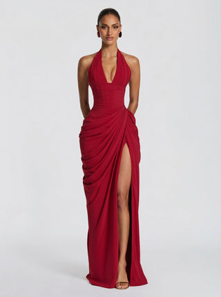 Anna | Vestito Lungo in Chiffon Rosso