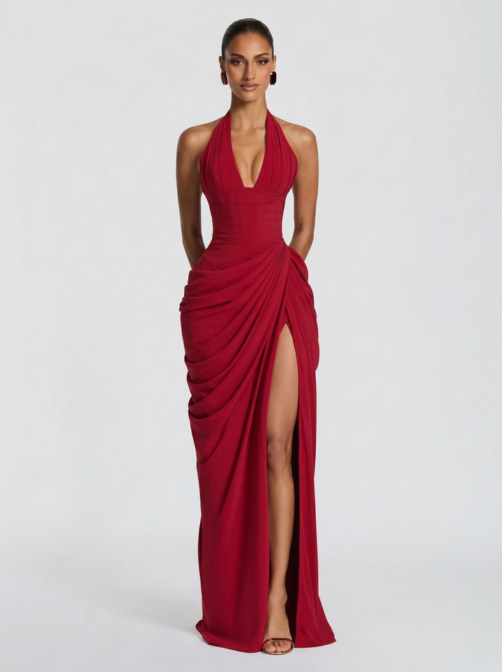Anna | Vestito Lungo in Chiffon Rosso
