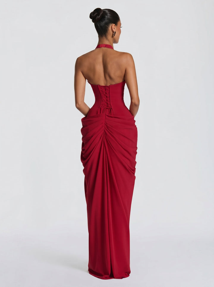 Anna | Vestito Lungo in Chiffon Rosso