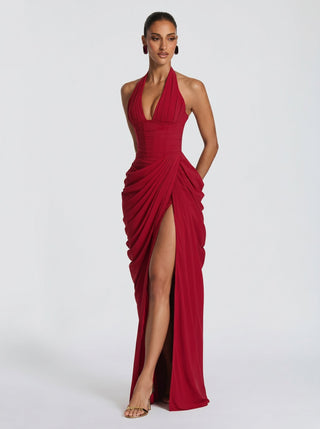 Anna | Vestito Lungo in Chiffon Rosso