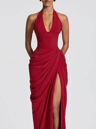 Anna | Vestito Lungo in Chiffon Rosso