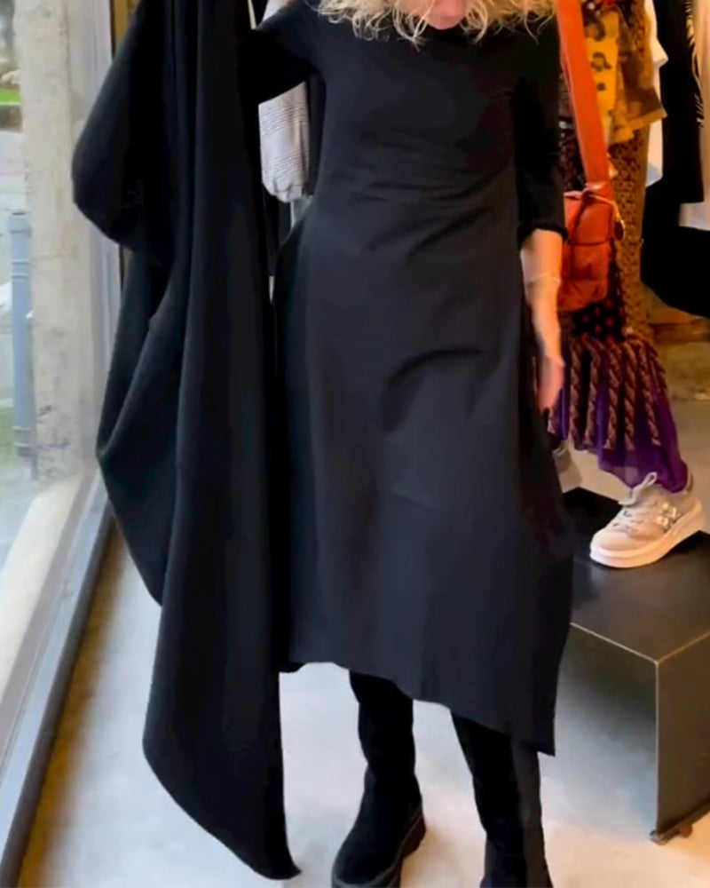 Clara | Abito midi nero con tasche