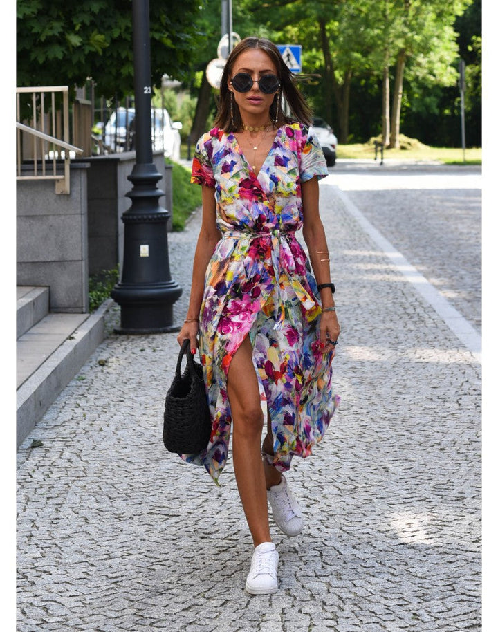 Tzahalit | Abito floreale elegante con scollo a V