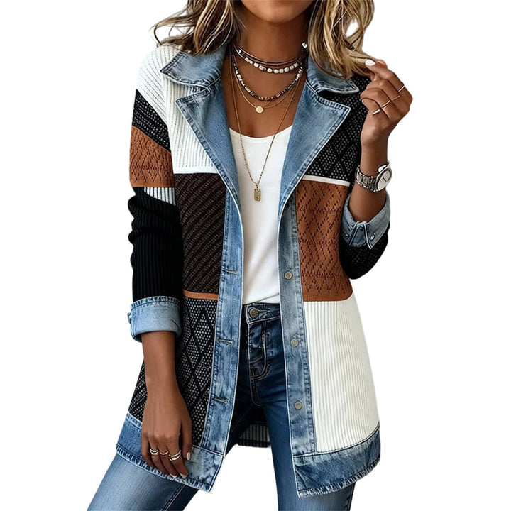 Greta™ | Giacca di jeans elegante con inserti in maglia