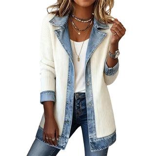 Greta™ | Giacca di jeans elegante con inserti in maglia