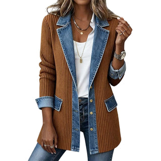 Greta™ | Giacca di jeans elegante con inserti in maglia
