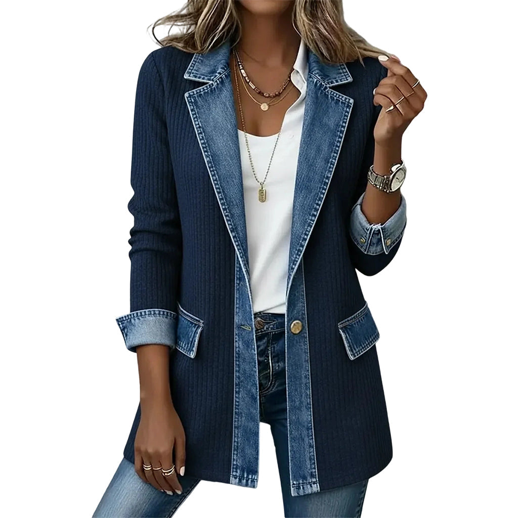 Greta™ | Giacca di jeans elegante con inserti in maglia