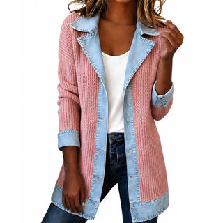 Greta™ | Giacca di jeans elegante con inserti in maglia